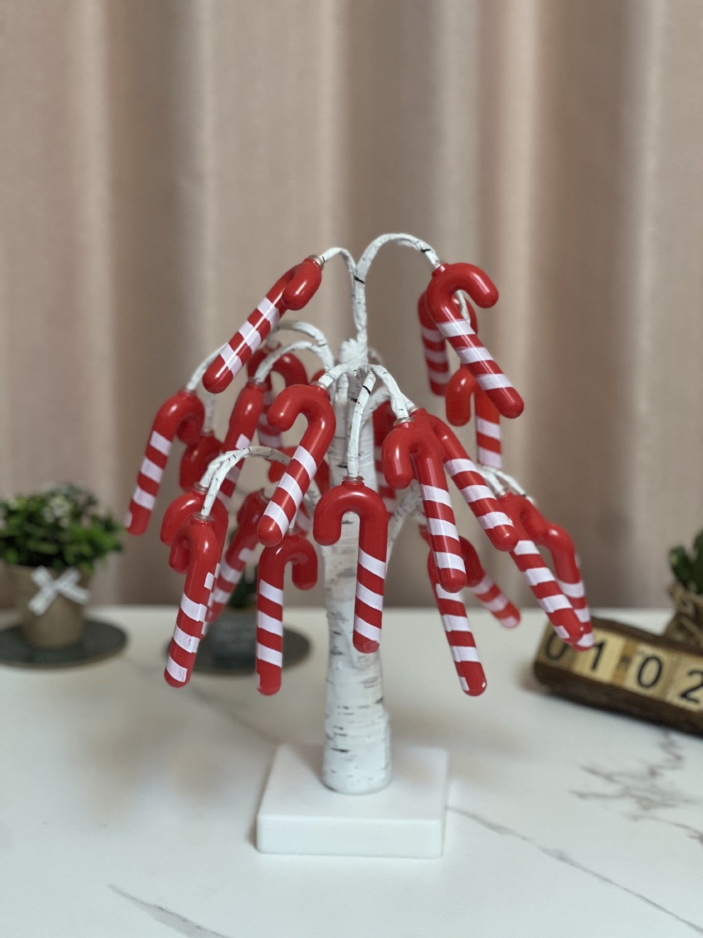 HKM-179731 LED Silver Birch Tree Light Decoration - 45cm with 24 White and Black Lights