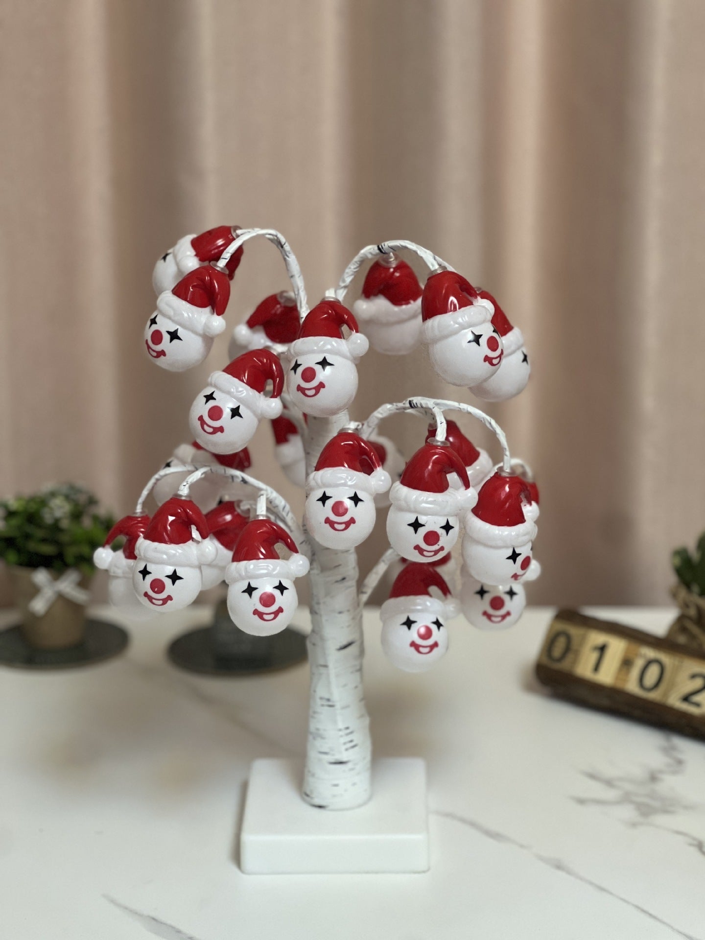 HKM-179731 LED Silver Birch Tree Light Decoration - 45cm with 24 White and Black Lights