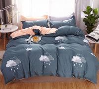 HKM-179923 4-Piece Geometric Diamond Velvet Bedding Set with Sanded Finish