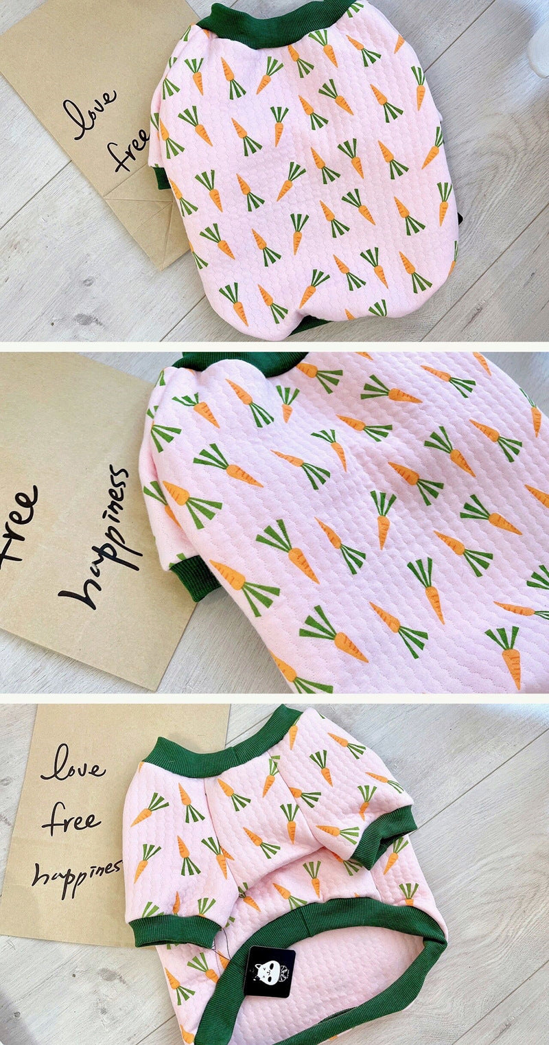 HKM-180115 Cotton-Padded Pet Coat for Dogs and Cats - Autumn and Winter Quilted Design in Carrot Color