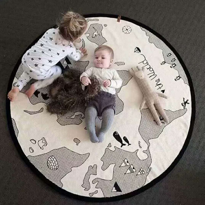 HKM-180371 Adventure World Cotton Play Mat for Newborns - Round Jungle Maze Carpet for Infants and Toddlers