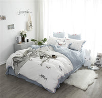 HKM-180435 Washed Cotton 4-Piece Set with Reactive Dyeing and Embroidery Details