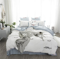 HKM-180435 Washed Cotton 4-Piece Set with Reactive Dyeing and Embroidery Details