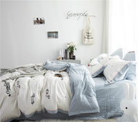 HKM-180435 Washed Cotton 4-Piece Set with Reactive Dyeing and Embroidery Details