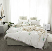 HKM-180435 Washed Cotton 4-Piece Set with Reactive Dyeing and Embroidery Details