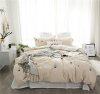 HKM-180435 Washed Cotton 4-Piece Set with Reactive Dyeing and Embroidery Details