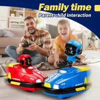 HKM-180563 2 Pack Mini Remote Controlled Ejector Bumper Cars for Kids - Fun Indoor/Outdoor RC Vehicle Set