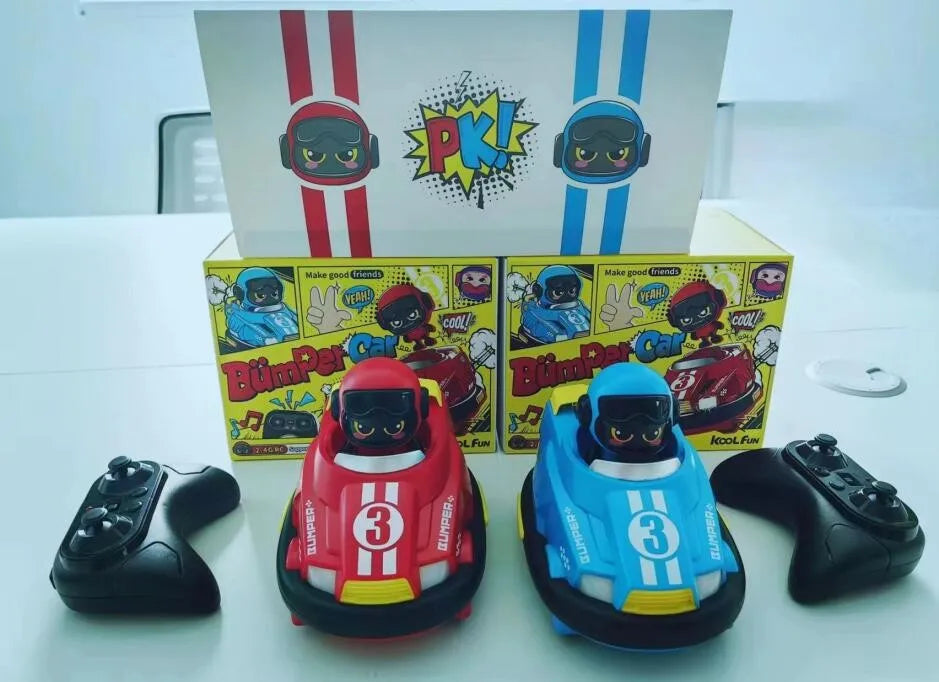 HKM-180563 2 Pack Mini Remote Controlled Ejector Bumper Cars for Kids - Fun Indoor/Outdoor RC Vehicle Set