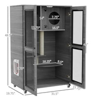 HKM-180755 Cat Villa Enclosure with Wheels, Cozy Apartment with Scratching Posts and Hiding Spots