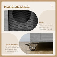 HKM-180755 Cat Villa Enclosure with Wheels, Cozy Apartment with Scratching Posts and Hiding Spots