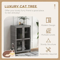 HKM-180755 Cat Villa Enclosure with Wheels, Cozy Apartment with Scratching Posts and Hiding Spots