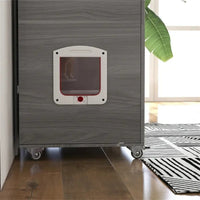 HKM-180755 Cat Villa Enclosure with Wheels, Cozy Apartment with Scratching Posts and Hiding Spots