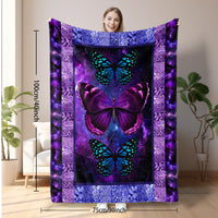 HKM-180755 Cozy Butterfly Print Flannel Blanket – Soft, Lightweight Throw for All Seasons, Multi-Purpose Use