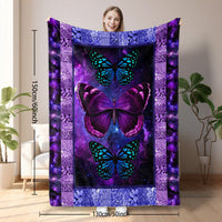 HKM-180755 Cozy Butterfly Print Flannel Blanket – Soft, Lightweight Throw for All Seasons, Multi-Purpose Use