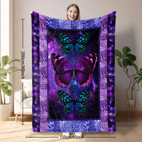 HKM-180755 Cozy Butterfly Print Flannel Blanket – Soft, Lightweight Throw for All Seasons, Multi-Purpose Use