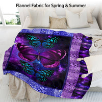 HKM-180755 Cozy Butterfly Print Flannel Blanket – Soft, Lightweight Throw for All Seasons, Multi-Purpose Use