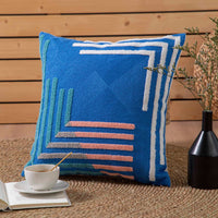 HKM-180883 Cotton Canvas Towel Embroidered Throw Pillow Cushion Cover, 45x45cm