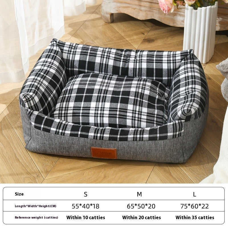 HKM-180883 Striped Open Nest Square Dog Kennel - Warm and Cozy Fabric - Multiple Sizes Available