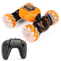 HKM-181011 Remote-Controlled Dual-Sided Stunt Car with Spray and Lights - 4WD Climbing Vehicle for Ages 5 and Up