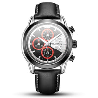 HKM-181331 Men's Waterproof Quartz Sports Chronograph Watch with Luminous Features and Leather Strap