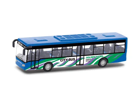 HKM-181395 Diecast Pull Back Alloy Toy Bus Vehicle - 1:35 Metal Model for Kids