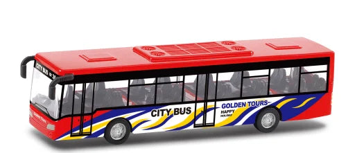 HKM-181395 Diecast Pull Back Alloy Toy Bus Vehicle - 1:35 Metal Model for Kids