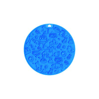 HKM-181395 Pet Licking Mat - Round Silicone Feeding Accessory in Gray, Mint, Orange, and Blue