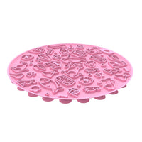 HKM-181395 Pet Licking Mat - Round Silicone Feeding Accessory in Gray, Mint, Orange, and Blue