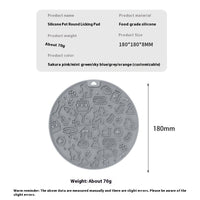 HKM-181395 Pet Licking Mat - Round Silicone Feeding Accessory in Gray, Mint, Orange, and Blue