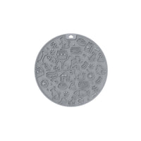 HKM-181395 Pet Licking Mat - Round Silicone Feeding Accessory in Gray, Mint, Orange, and Blue