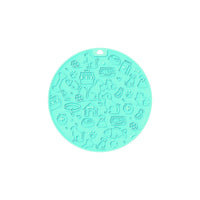 HKM-181395 Pet Licking Mat - Round Silicone Feeding Accessory in Gray, Mint, Orange, and Blue