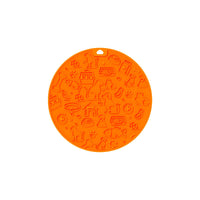 HKM-181395 Pet Licking Mat - Round Silicone Feeding Accessory in Gray, Mint, Orange, and Blue