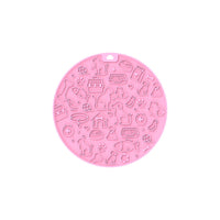 HKM-181395 Pet Licking Mat - Round Silicone Feeding Accessory in Gray, Mint, Orange, and Blue