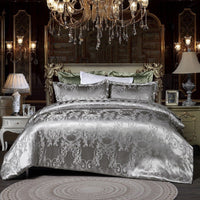 HKM-181523 Personalized Jacquard Bedding Set with Quilt Cover and Pillowcases - Polyester Fiber, European and American Style, Fits 2.0m Bed