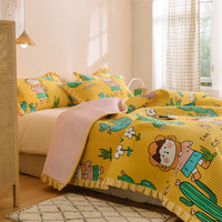 HKM-181587 Milk Fleece Non-Slip Double-Sided Warm Printed Bed Sheet with Pillowcases - Various Designs