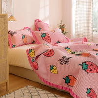 HKM-181587 Milk Fleece Non-Slip Double-Sided Warm Printed Bed Sheet with Pillowcases - Various Designs
