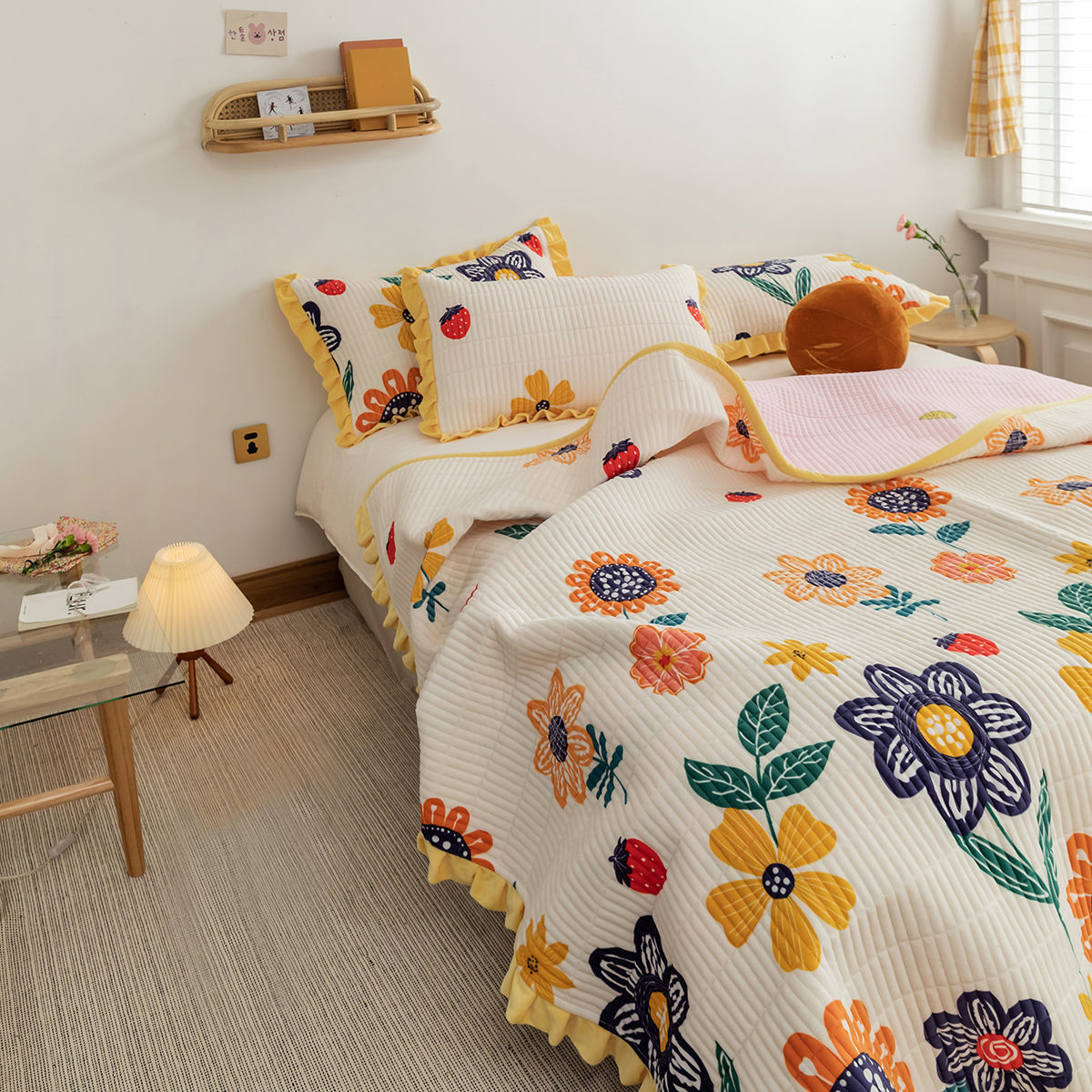 HKM-181587 Milk Fleece Non-Slip Double-Sided Warm Printed Bed Sheet with Pillowcases - Various Designs