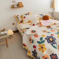 HKM-181587 Milk Fleece Non-Slip Double-Sided Warm Printed Bed Sheet with Pillowcases - Various Designs