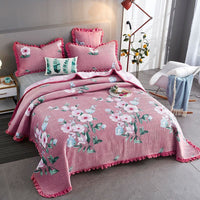HKM-181587 Milk Fleece Non-Slip Double-Sided Warm Printed Bed Sheet with Pillowcases - Various Designs
