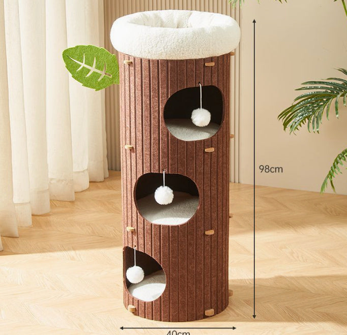 HKM-181587 Universal Cat Scratch Board Felt Nest - Three-Layer and Two-Layer Options Available in Wine Red and Camel