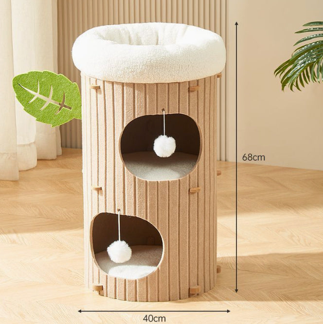 HKM-181587 Universal Cat Scratch Board Felt Nest - Three-Layer and Two-Layer Options Available in Wine Red and Camel