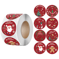 HKM-181715 Self-Adhesive Circular Kraft Paper Stickers - Merry Christmas, 500 Pieces per Roll