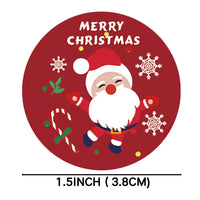 HKM-181715 Self-Adhesive Circular Kraft Paper Stickers - Merry Christmas, 500 Pieces per Roll