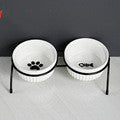 HKM-181779 Elegant Double Glass Cat Bowl with Gold Stand for Healthy Dining
