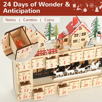 HKM-182035 Charming Christmas Advent Calendar with LED Lights and 24 Drawers for Holiday Surprises