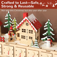 HKM-182035 Charming Christmas Advent Calendar with LED Lights and 24 Drawers for Holiday Surprises