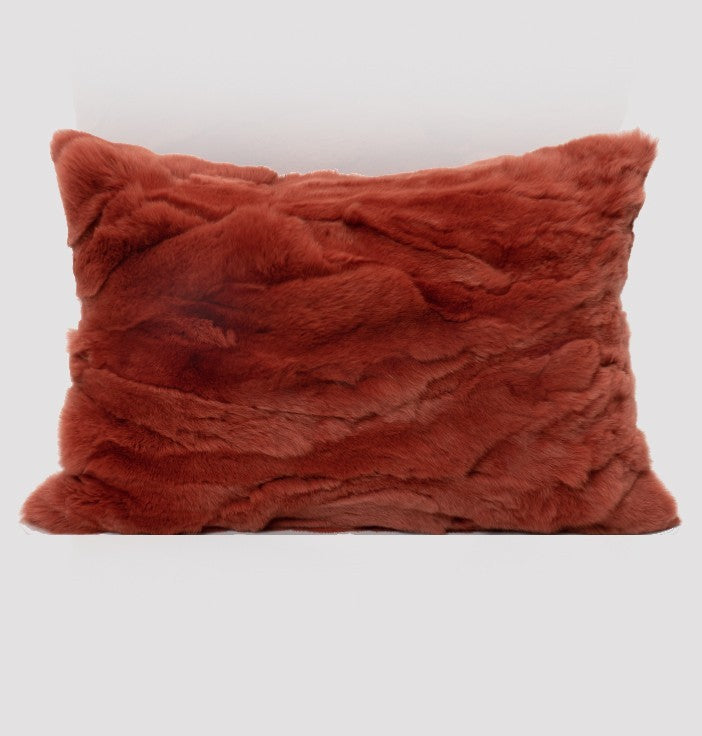 HKM-182035 Rust Red Crystal Cushion Pillow in Plush - 45x45cm & 30x50cm Options Available
