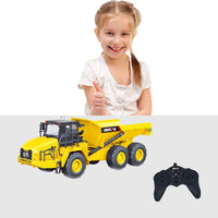 HKM-182163 1/16 Scale RC Dump Truck Toy - Remote Control Construction Vehicle for Kids 5+