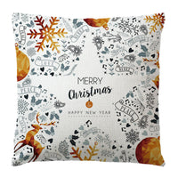 HKM-182291 Christmas Peach Skin Linen Pillowcase Cover - 45x45 cm, Multiple Color Options Available