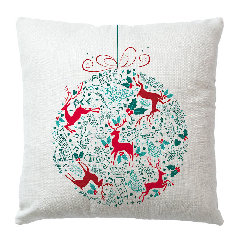 HKM-182291 Christmas Peach Skin Linen Pillowcase Cover - 45x45 cm, Multiple Color Options Available